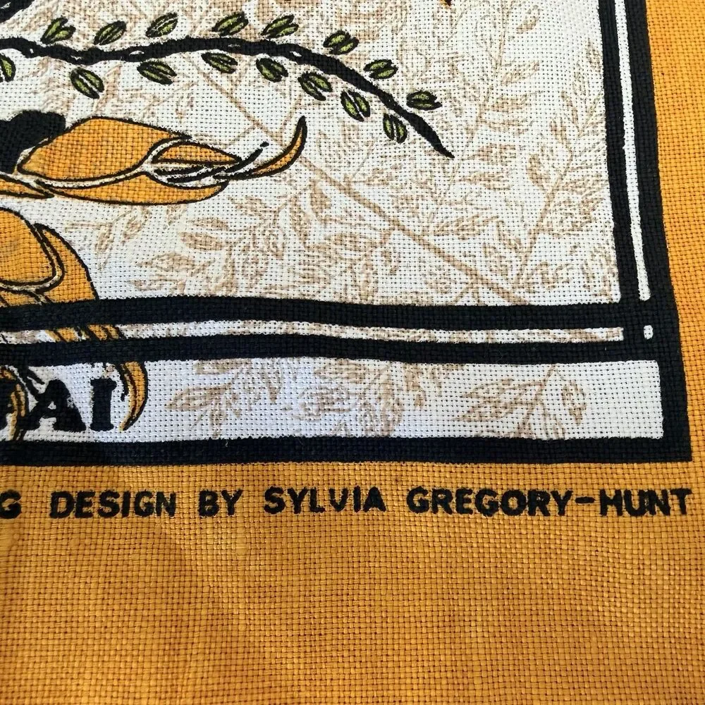 Vintage New Zealand Kowhai Tea Towel Award Winning Sylvia Gregory Hunt 18.5”x30”